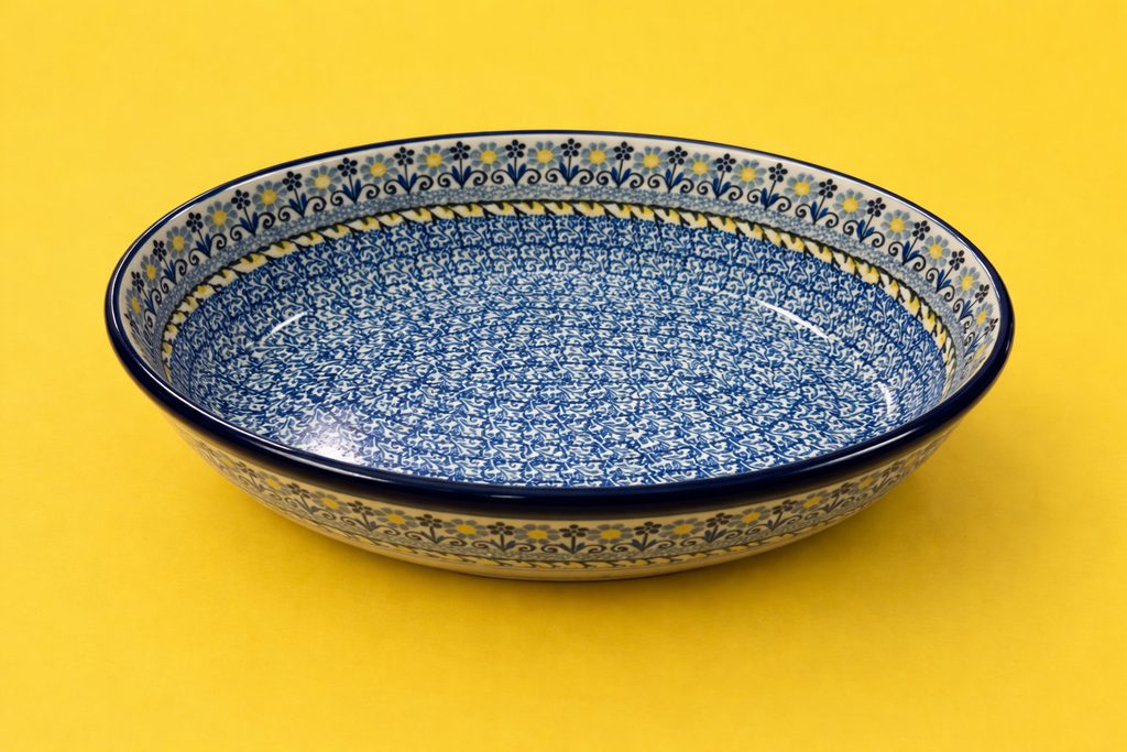 Polish Pottery Traditional(Blue/Yellow) Oval Baker