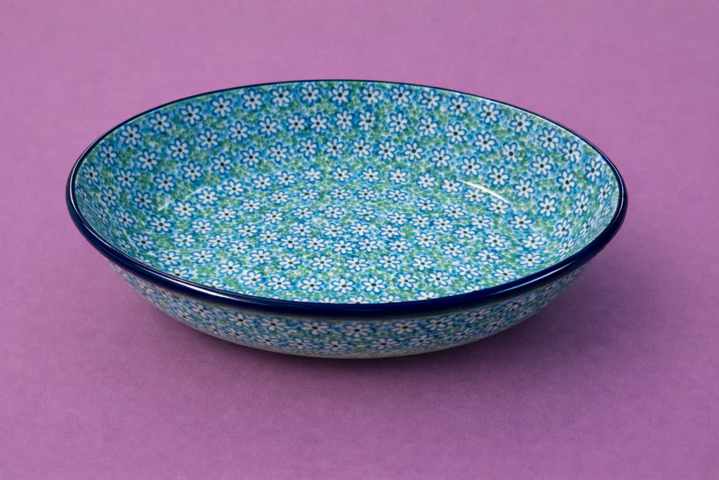 Polish Pottery Traditional(Fresh Flowers) Oval Baker