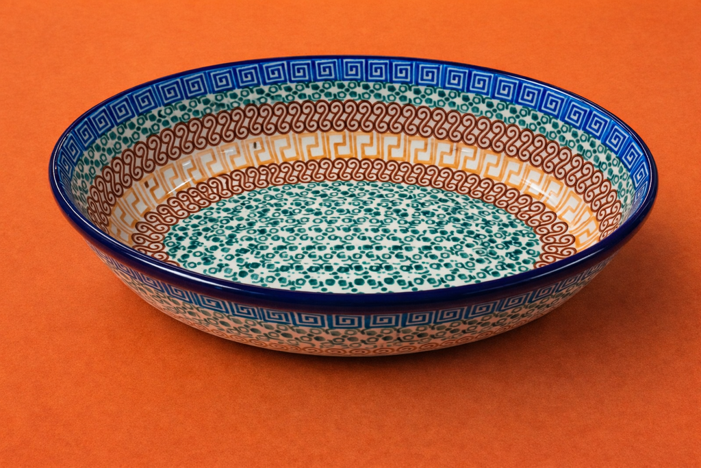 Polish Pottery Oval Baker - Traditional Multi