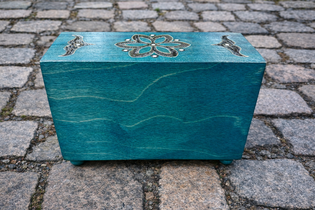 Authentic Hand Carved & Stained Jewelry Chest from Poland