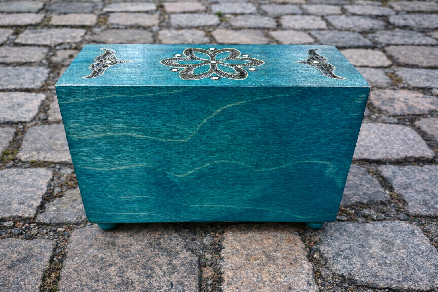 Authentic Hand Carved & Stained Jewelry Chest from Poland