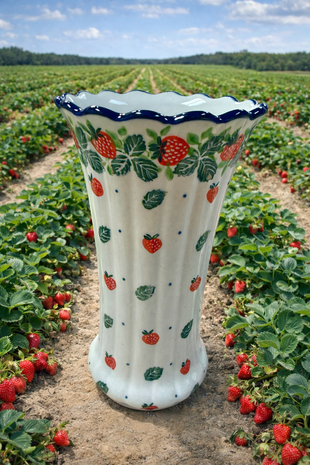 Polish Pottery Traditional(Strawberries) Vase