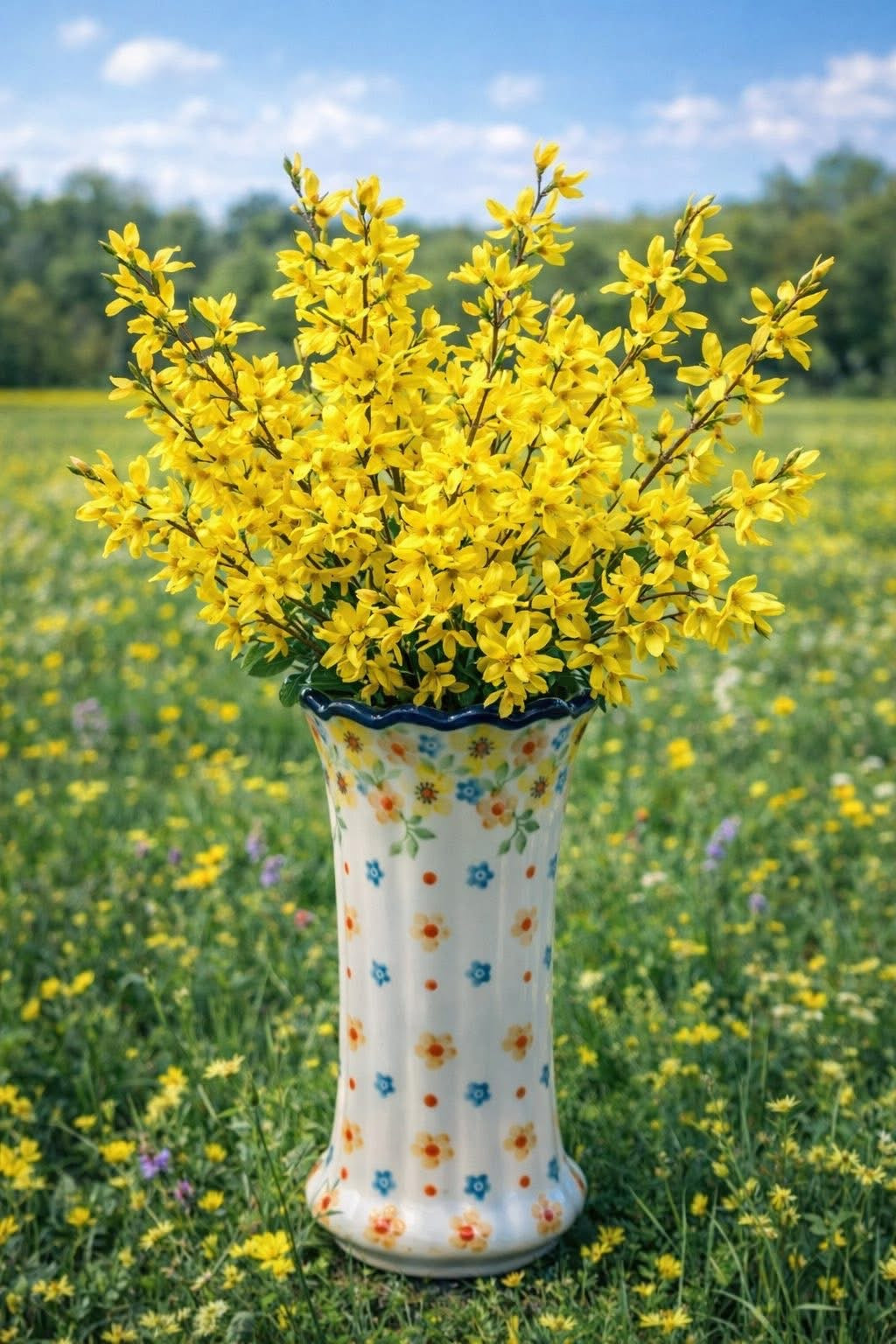 Polish Pottery Traditional(Yellow Flowers) Vase