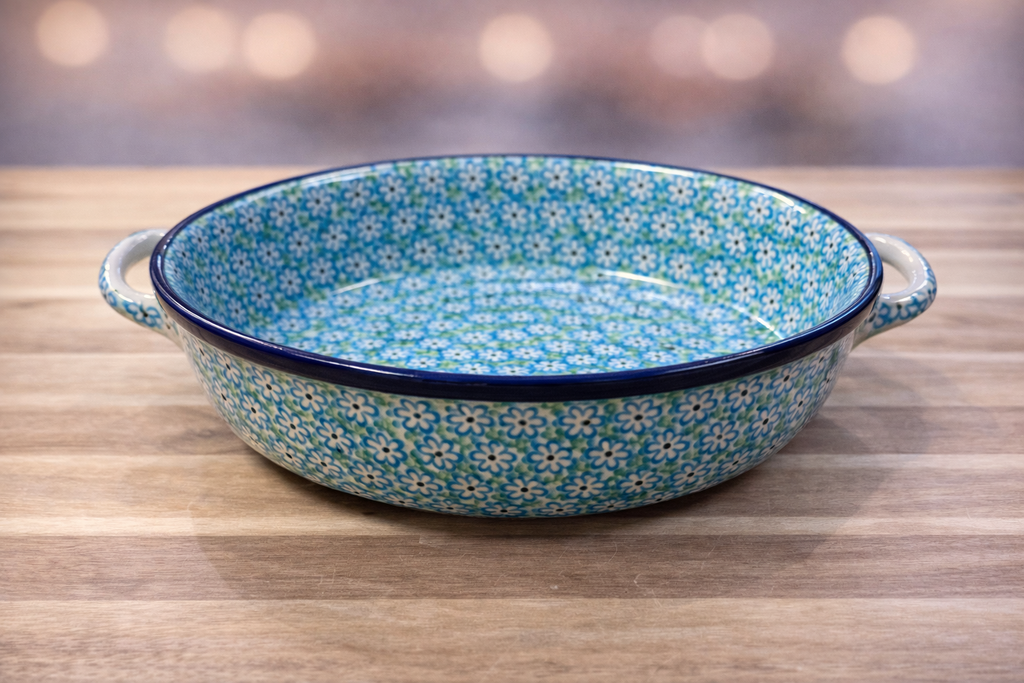 Polish Pottery Kielbasa Dish - Traditional Fresh Flowers
