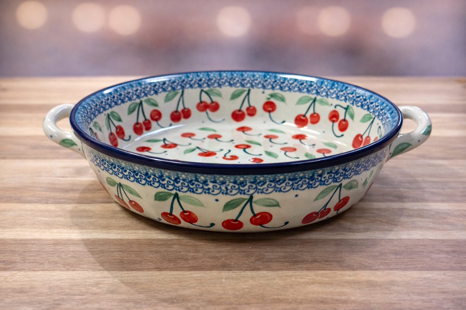 Polish Pottery Traditional(Cherries) Kielbasa Dish