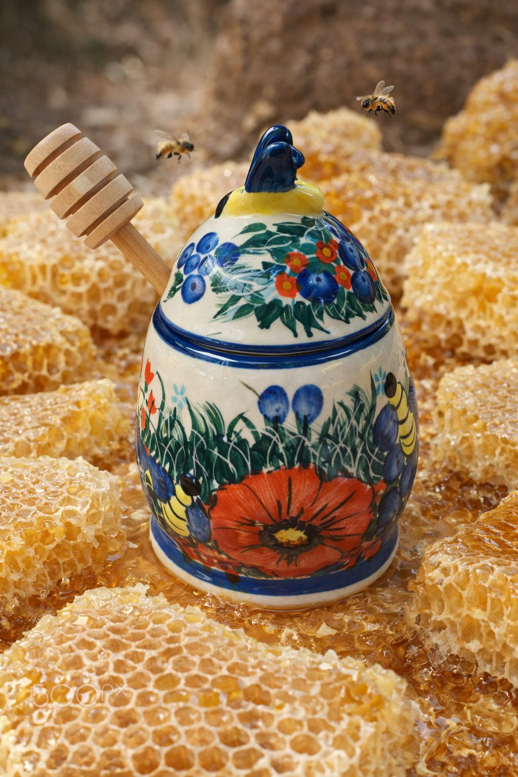 Polish Pottery Unikat Honey Pot/Sugar Bowl