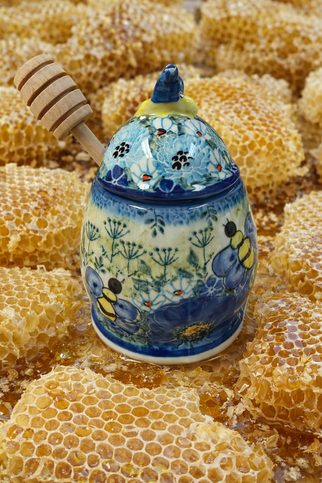 Polish Pottery Unikat Honey Pot/Sugar Bowl