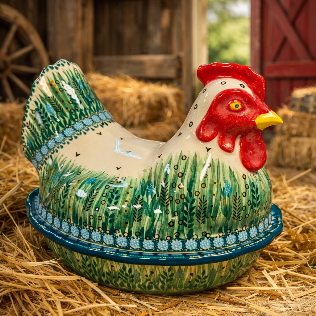 Polish Pottery Unikat 803 Chicken Baker