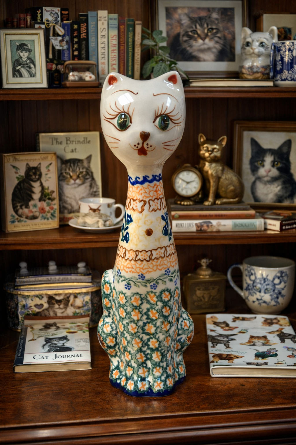 Polish Pottery Unikat Vena Cat Figurine