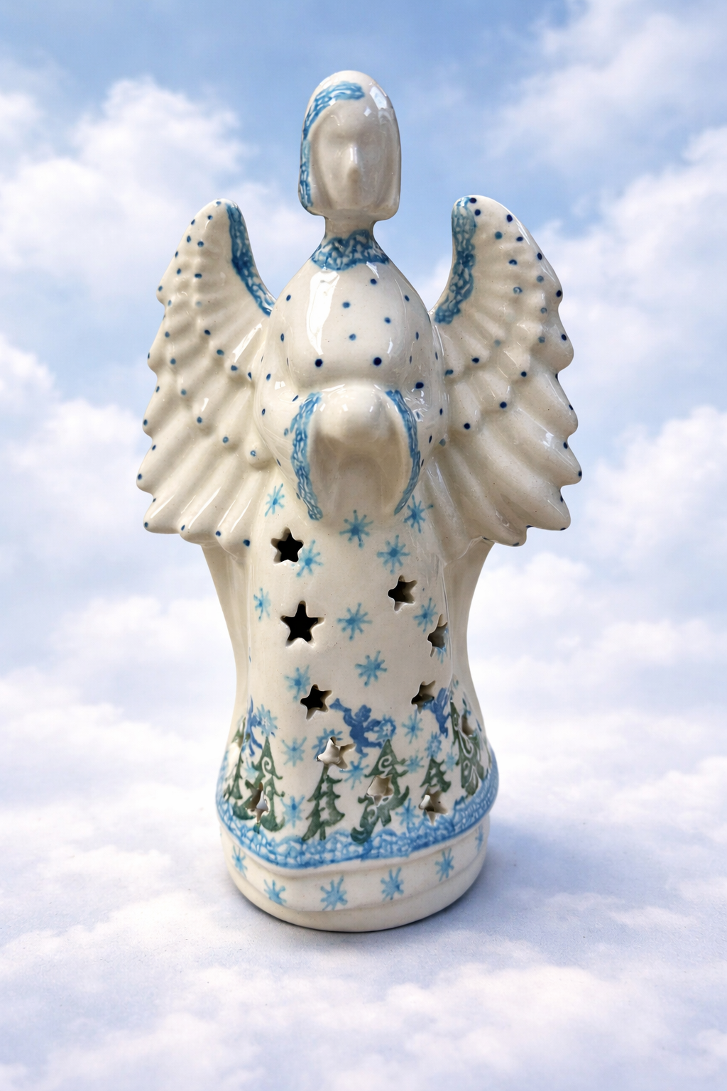Polish Pottery Traditional(Cherubs) Votive Angel