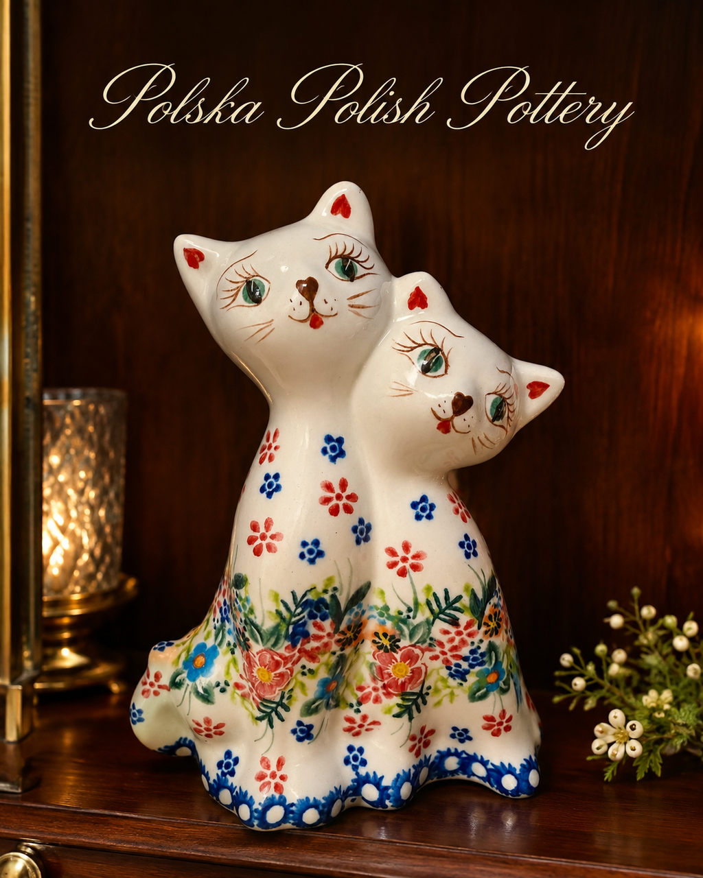 Polish Pottery Hugging Cats - Unikat Vena