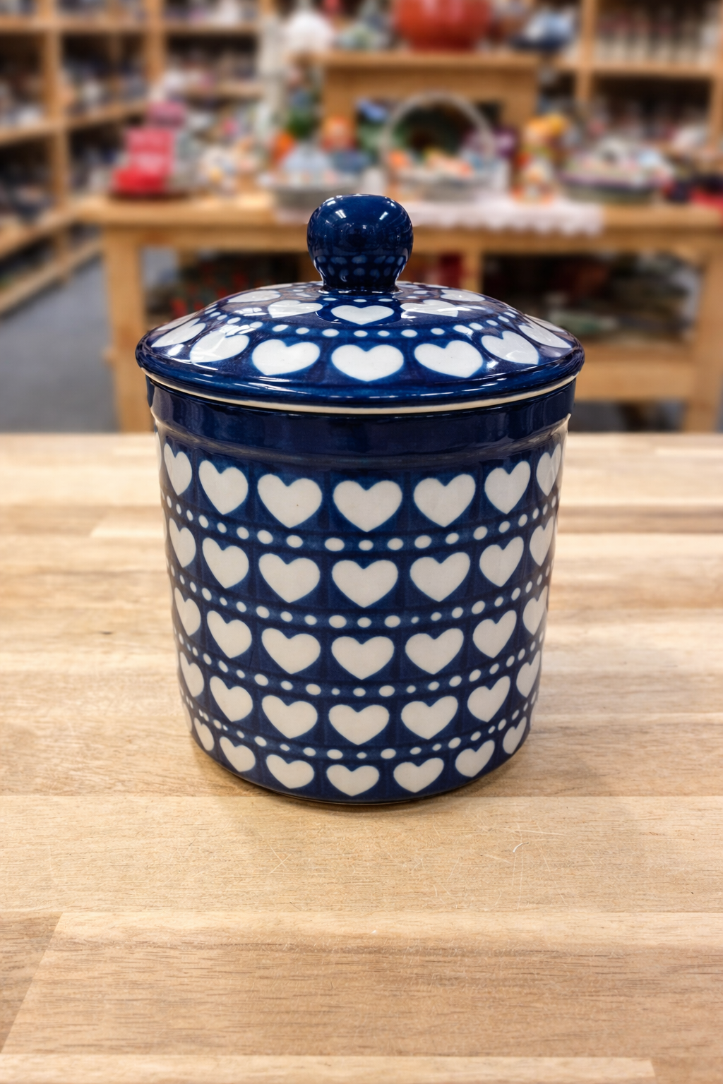 Polish Pottery Heart Jar w/Lid