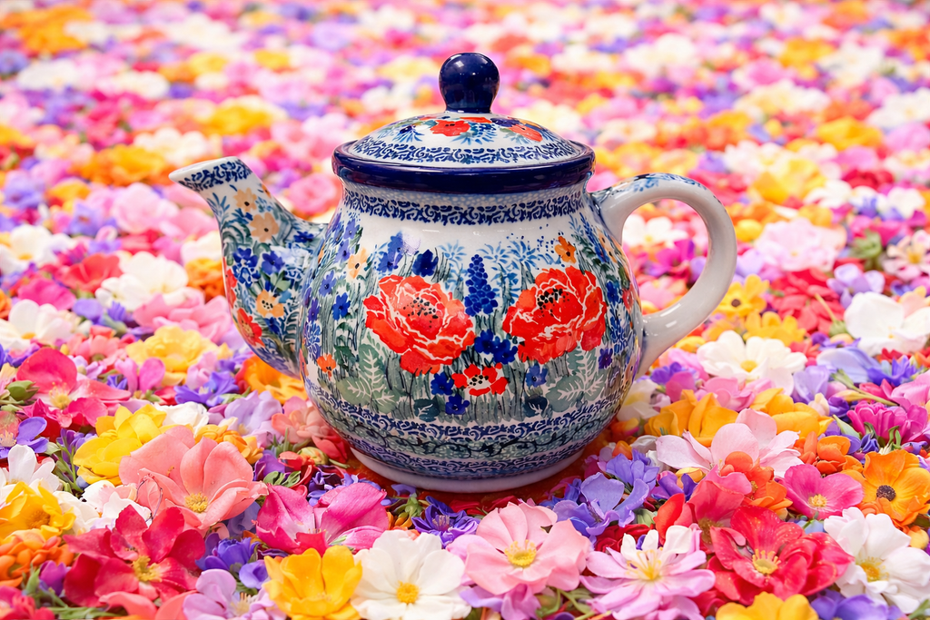 Polish Pottery Unikat 4286 Euro Style Small Teapot w/ Straining Spout