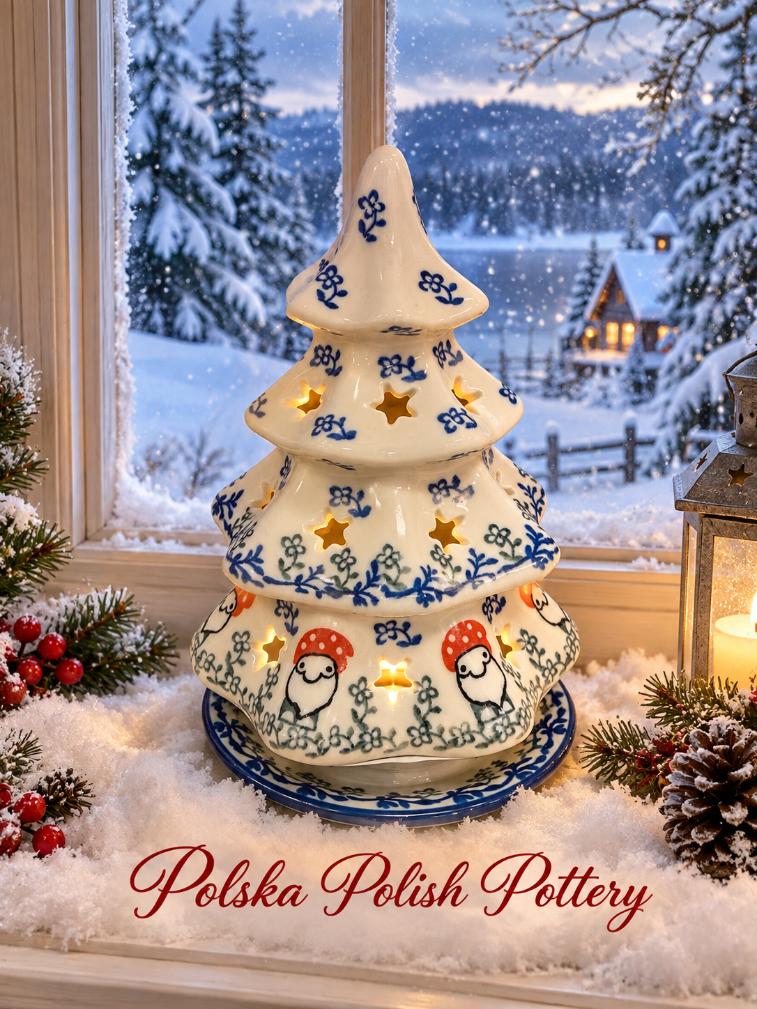 Polish Pottery Medium Tree - Traditional Gnomes