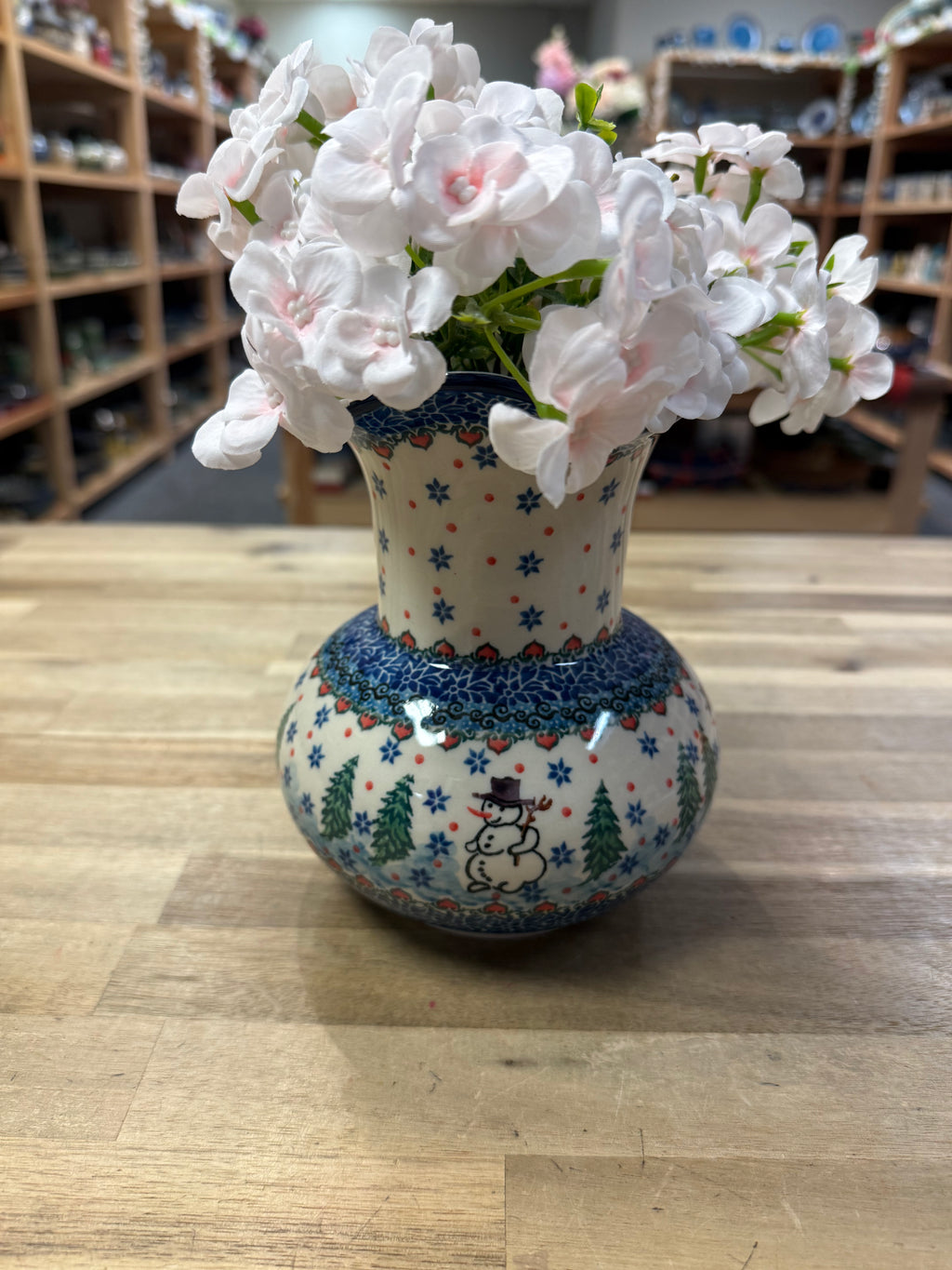 Polish Pottery Vase - Unikat 4661 Snowman
