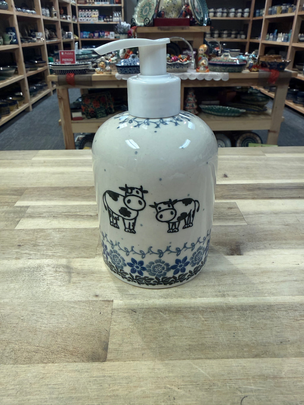 Polish Pottery Traditional(Cows) Soap Pump