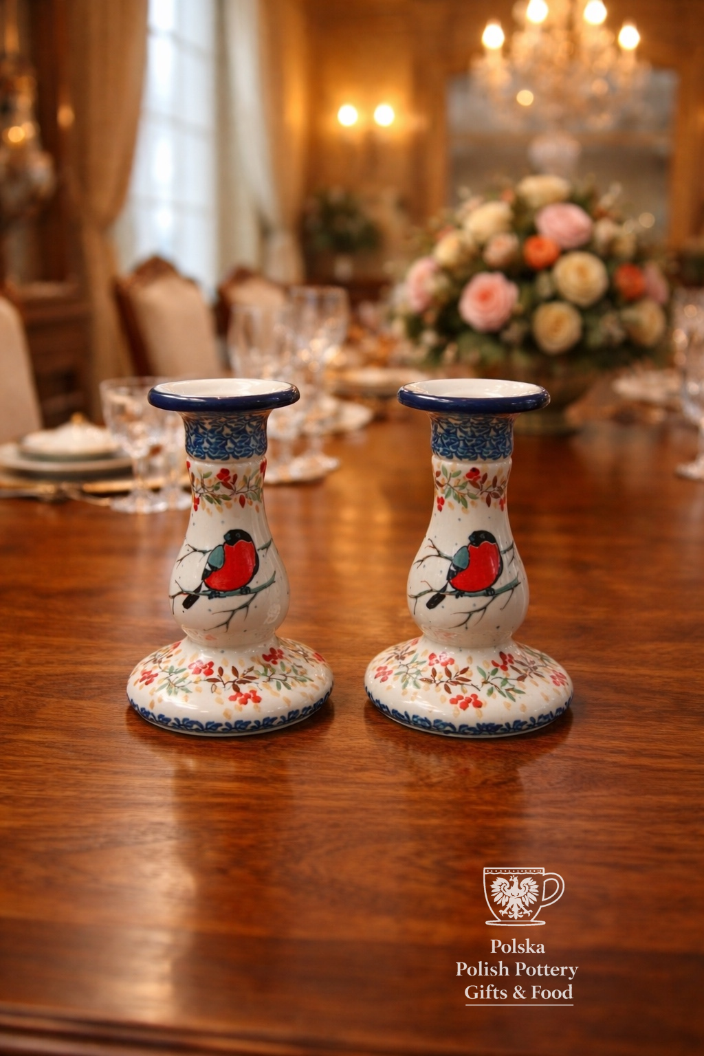 Polish Pottery Unikat Candlesticks(pair)