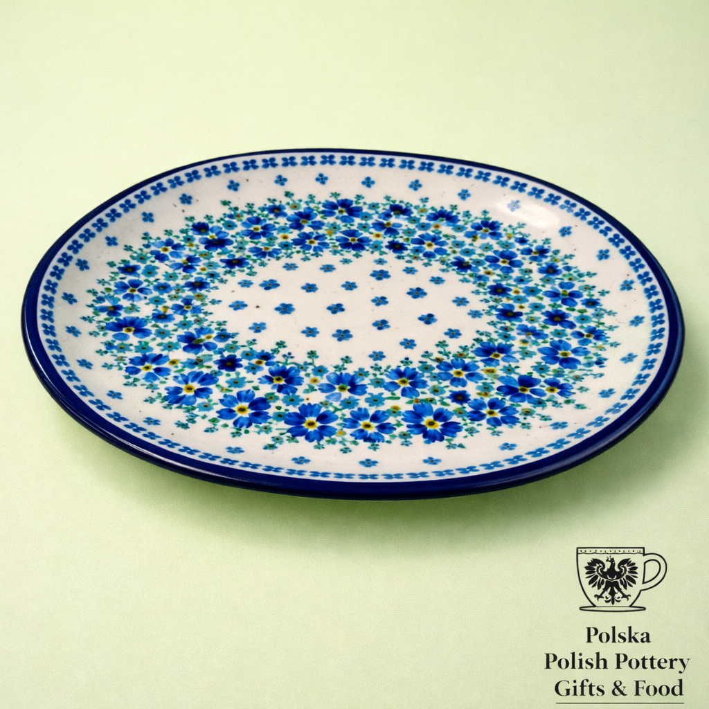 Polish Pottery Zaklady Blue Flowers Platter