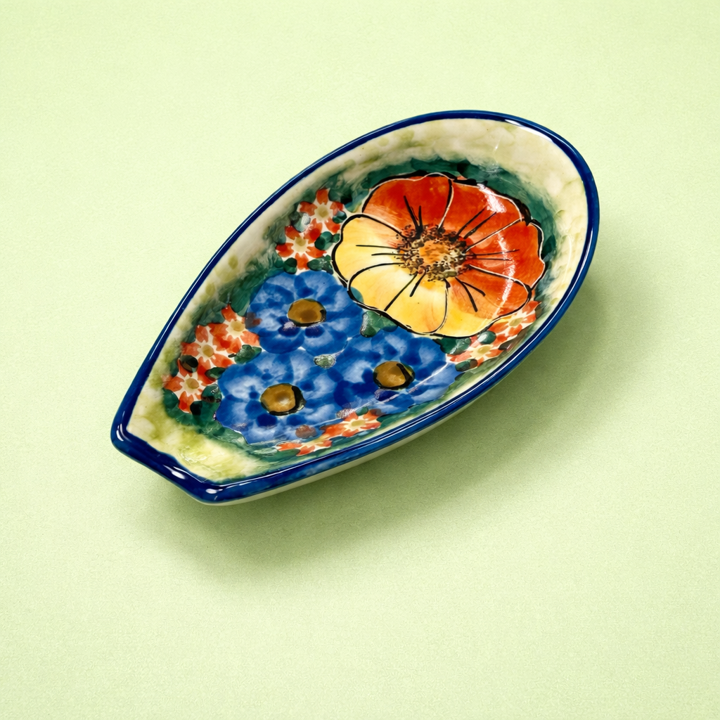 Polish Pottery CerRaf Unikat(Multi Poppies) Spoon Rest