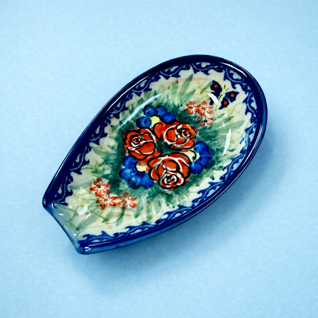 Polish Pottery CerRaf Unikat(roses) Spoon Rest