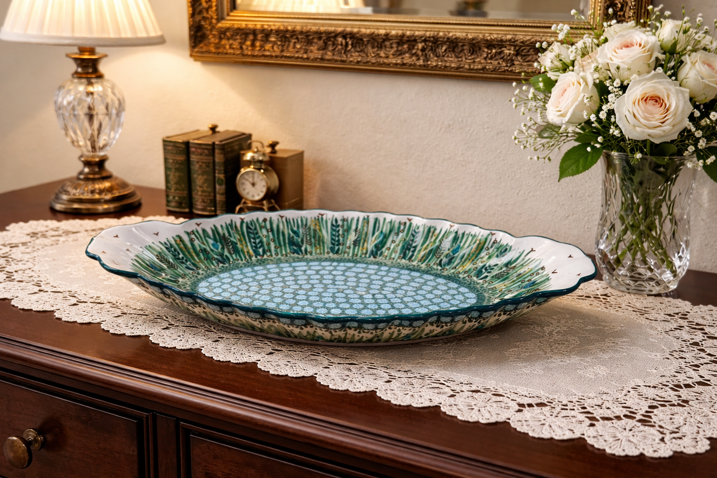 Polish Pottery Unikat 803 Sculpted Serving Dish
