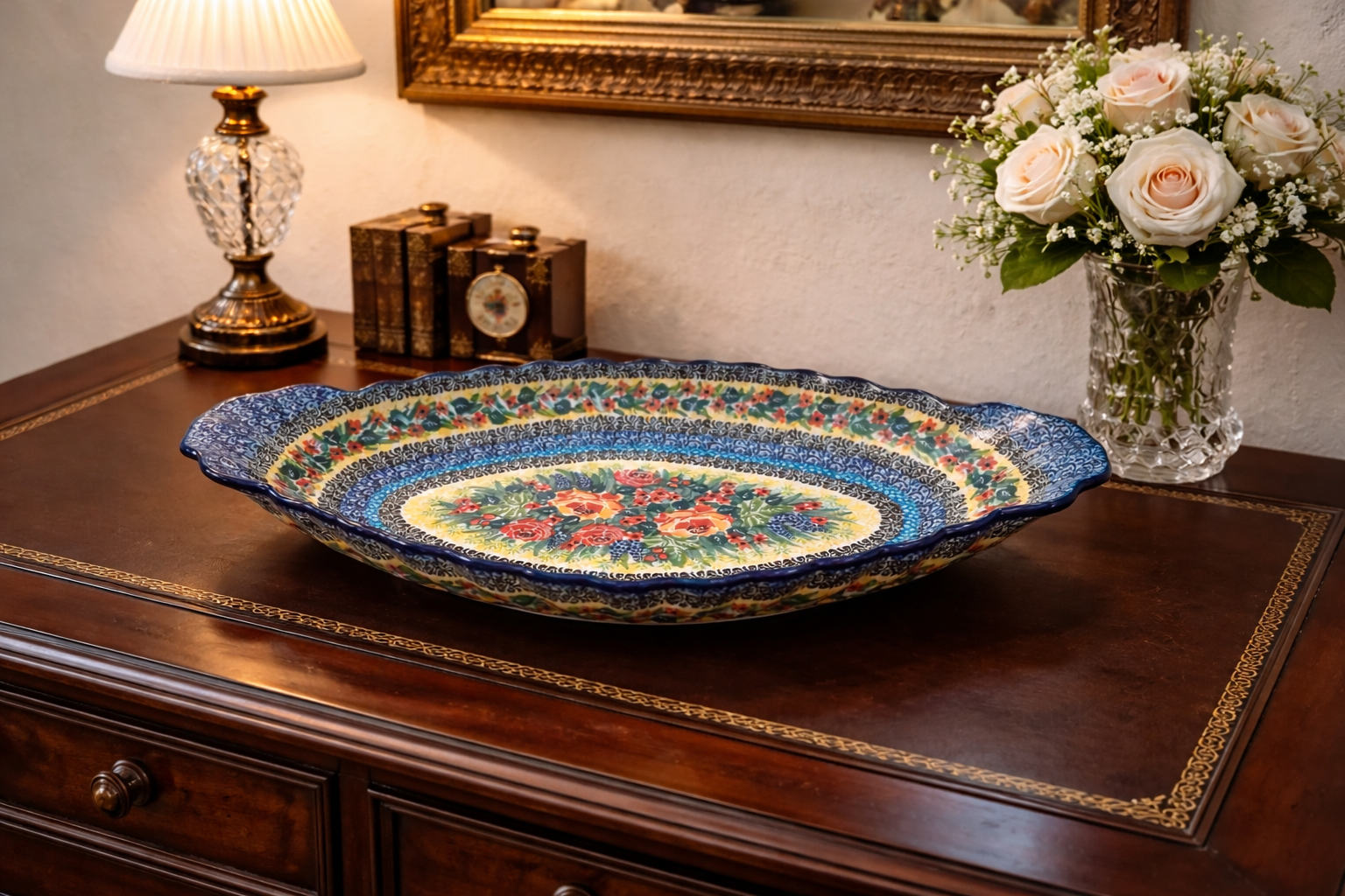 Polish Pottery Unikat 4775 Sculpted Serving Dish