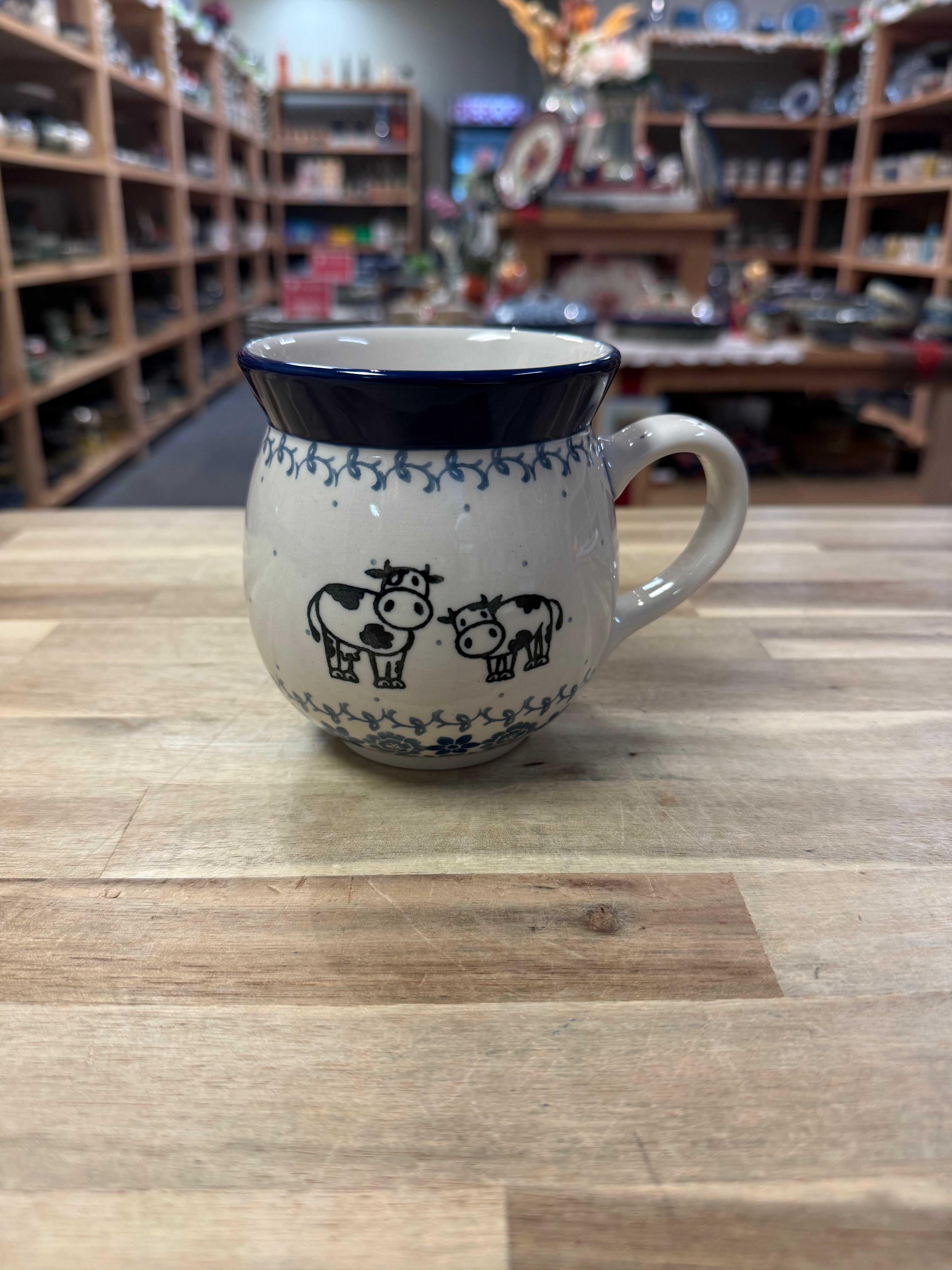 Polish Pottery Bubble Mug - Traditional Cows