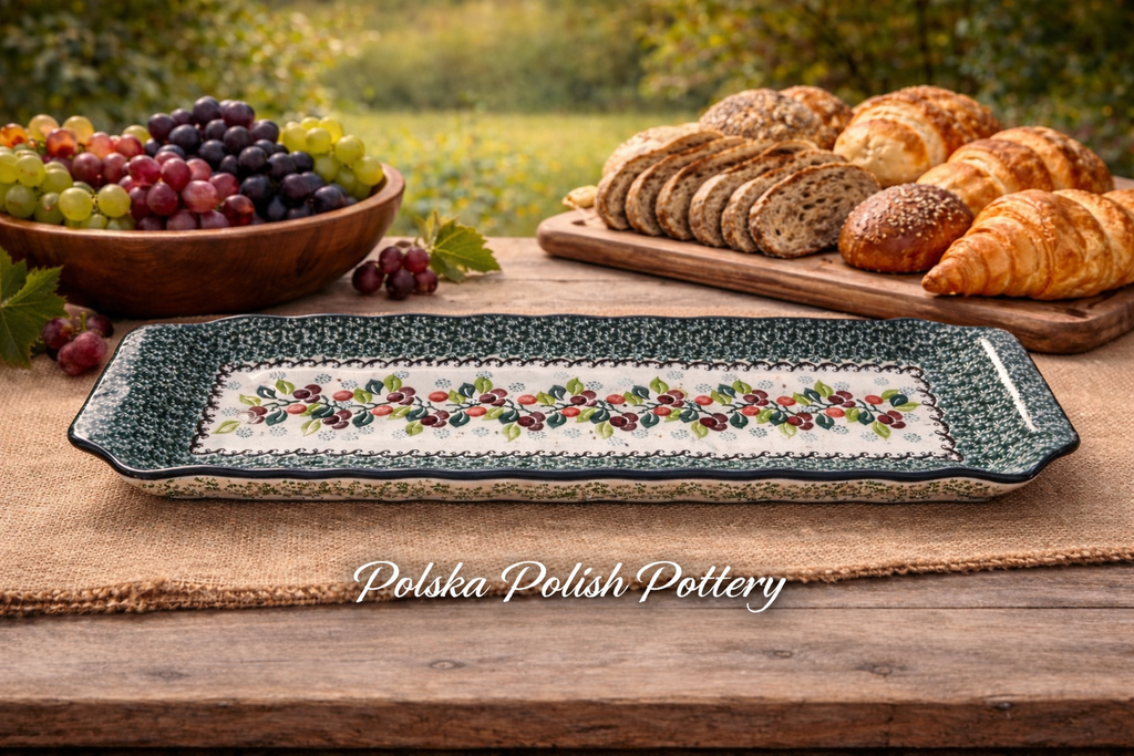Polish Pottery Traditional(Grapes) Long Bread Tray