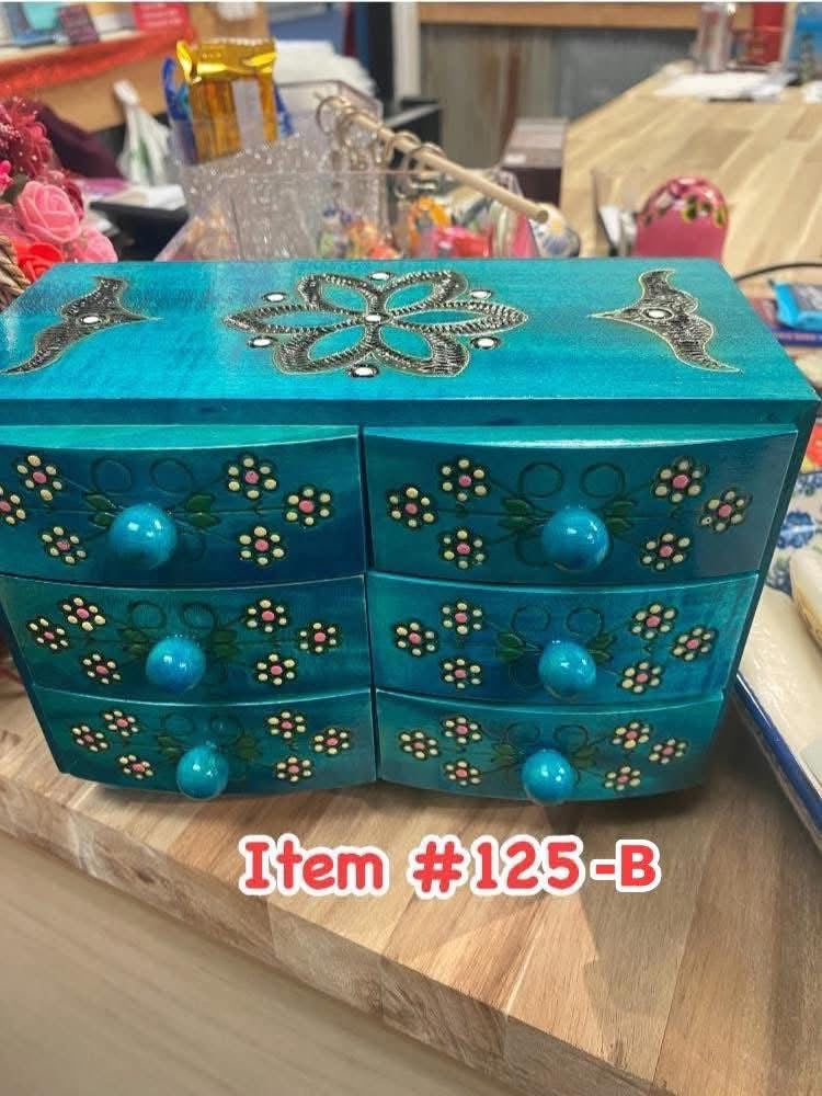 Authentic Hand Carved & Stained Jewelry Chest from Poland