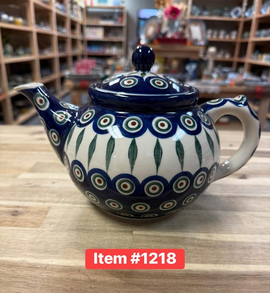 Polish Pottery Traditional Peacock Teapot
