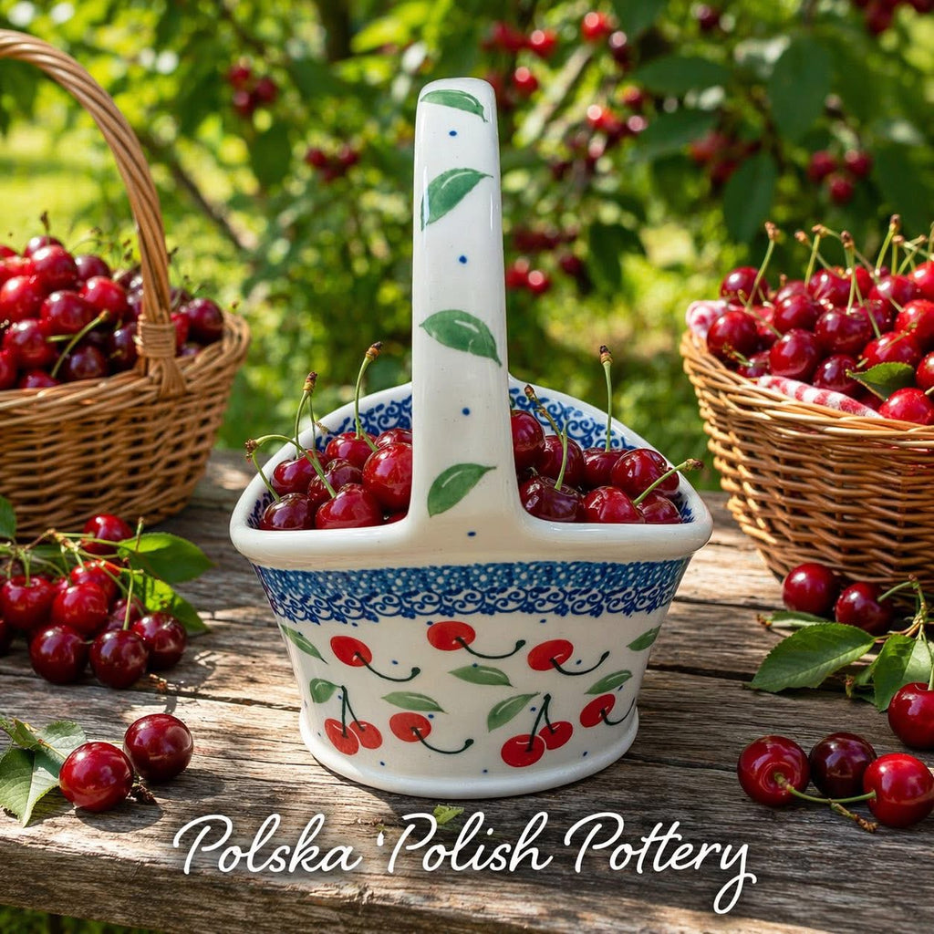 Polish Pottery Traditional(Cherries) Basket