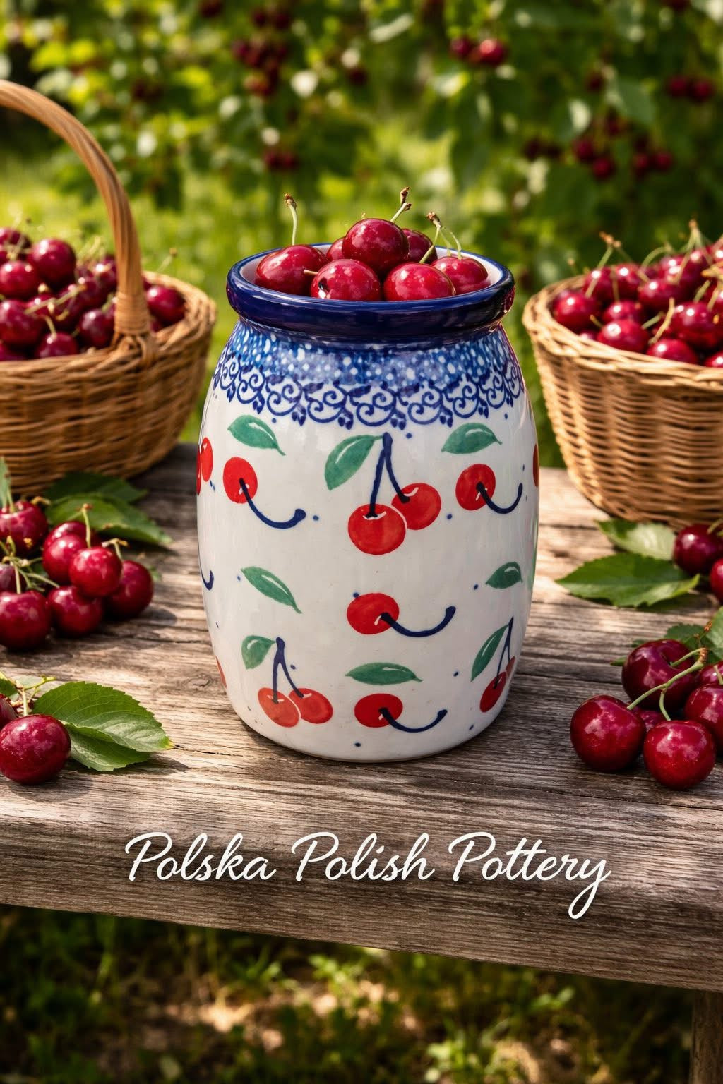 Polish Pottery Traditional(Cherries) Milk Jug