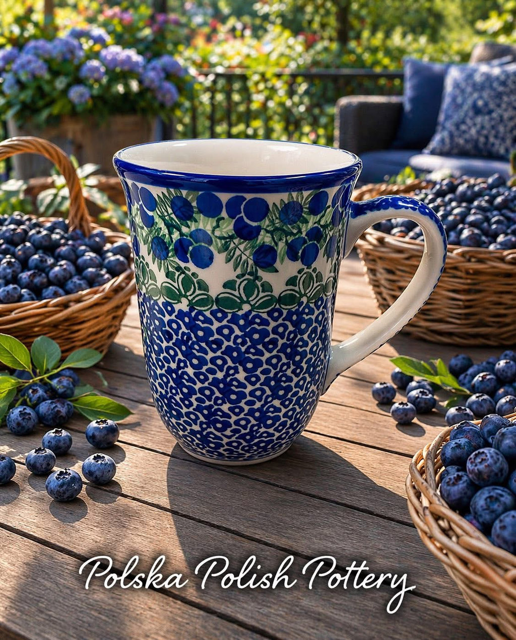 Polish Pottery Traditional(Blueberries) Tall Mug