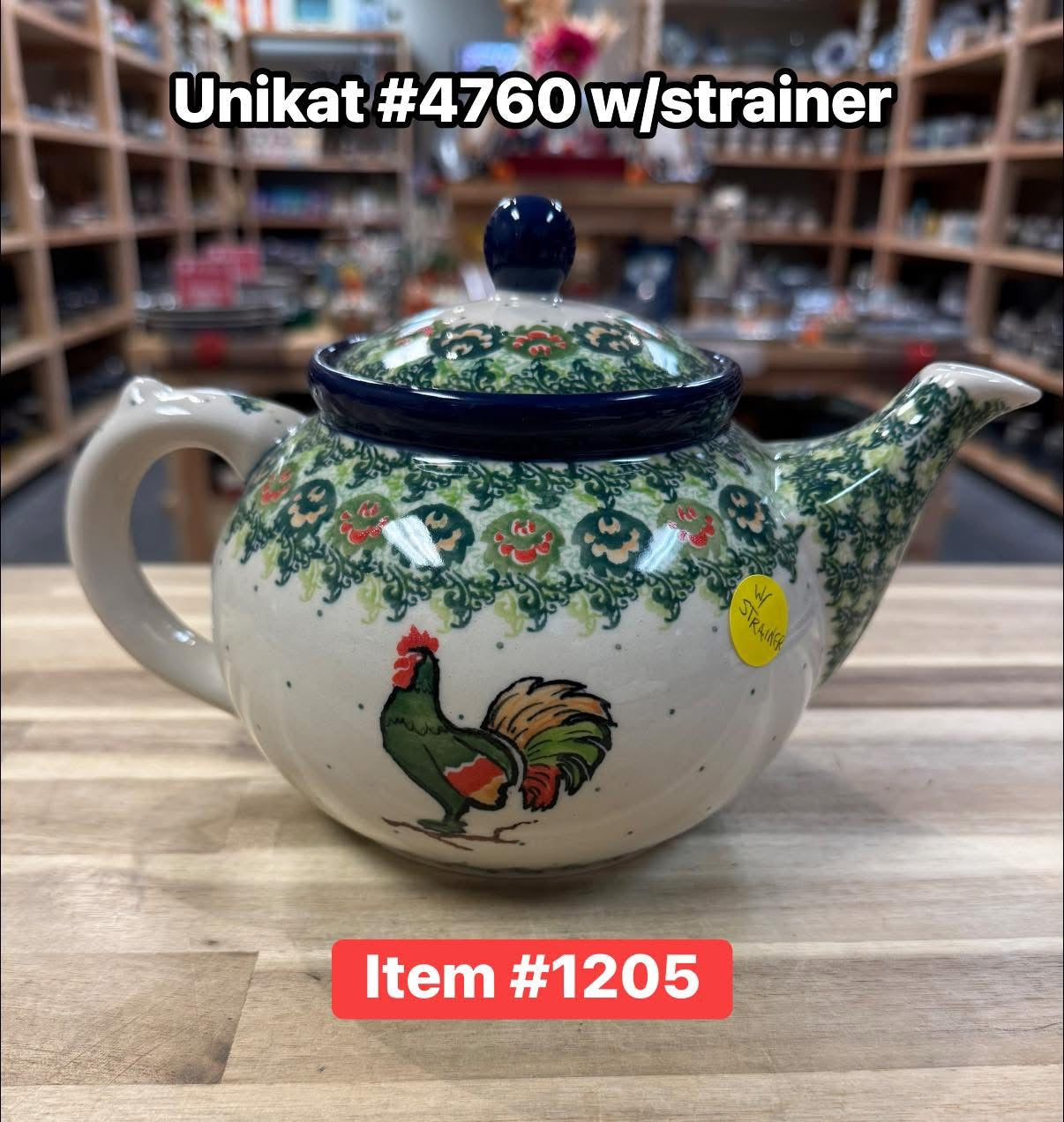 Polish Pottery Unikat 4760 Teapot w/ Strainer