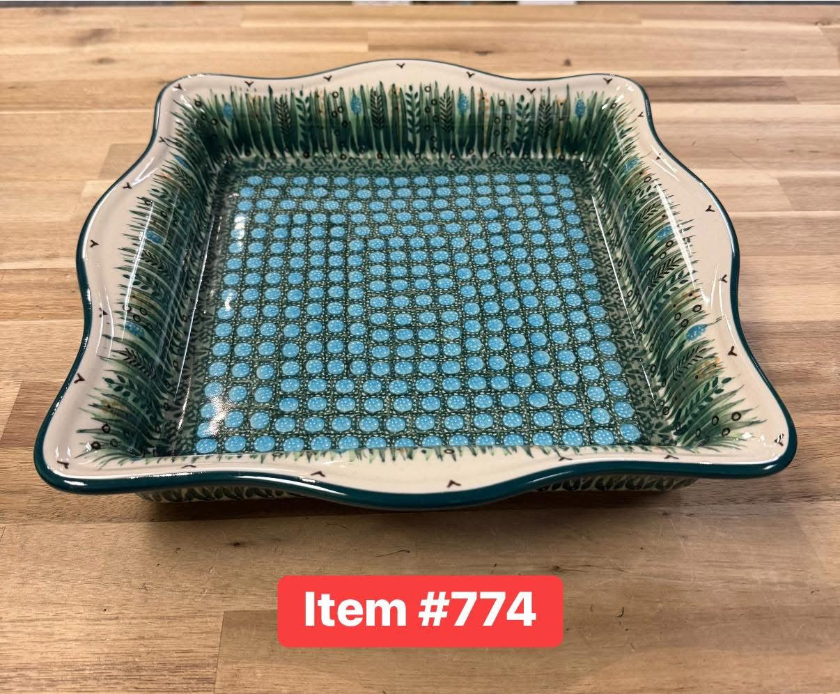 Polish Pottery Unikat 803 Sculpted Square Dish