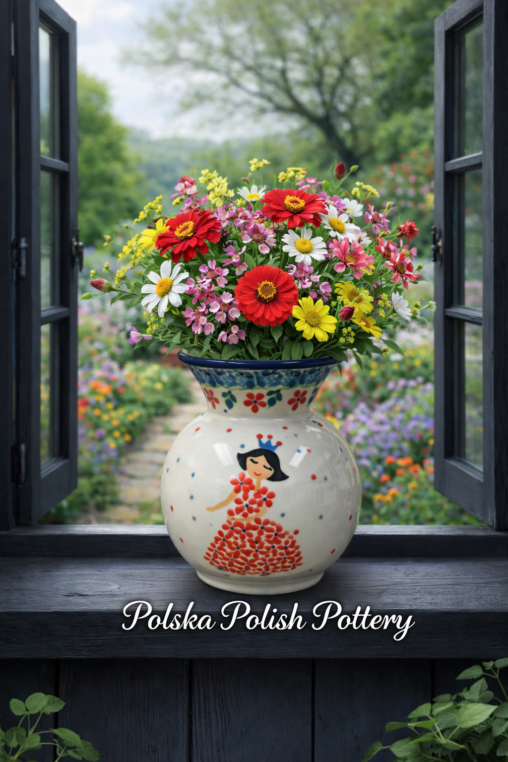 Polish Pottery Traditional(Polish Princess) Mini Vase
