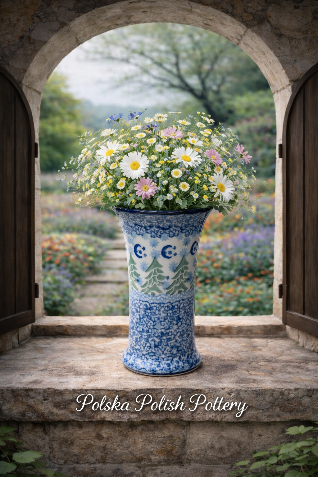 Polish Pottery Traditional(Moon&Stars) Mini Vase