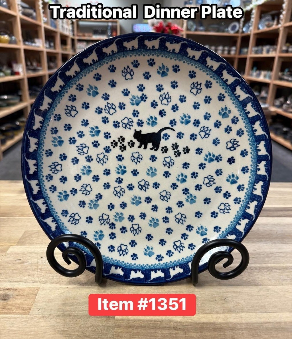 Polish Pottery Traditional(Black Cat)Dinner Plate