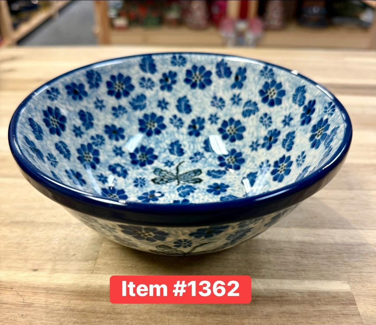 Polish Pottery Traditional(Blue Dragonfly) Soup/Salad Bowl