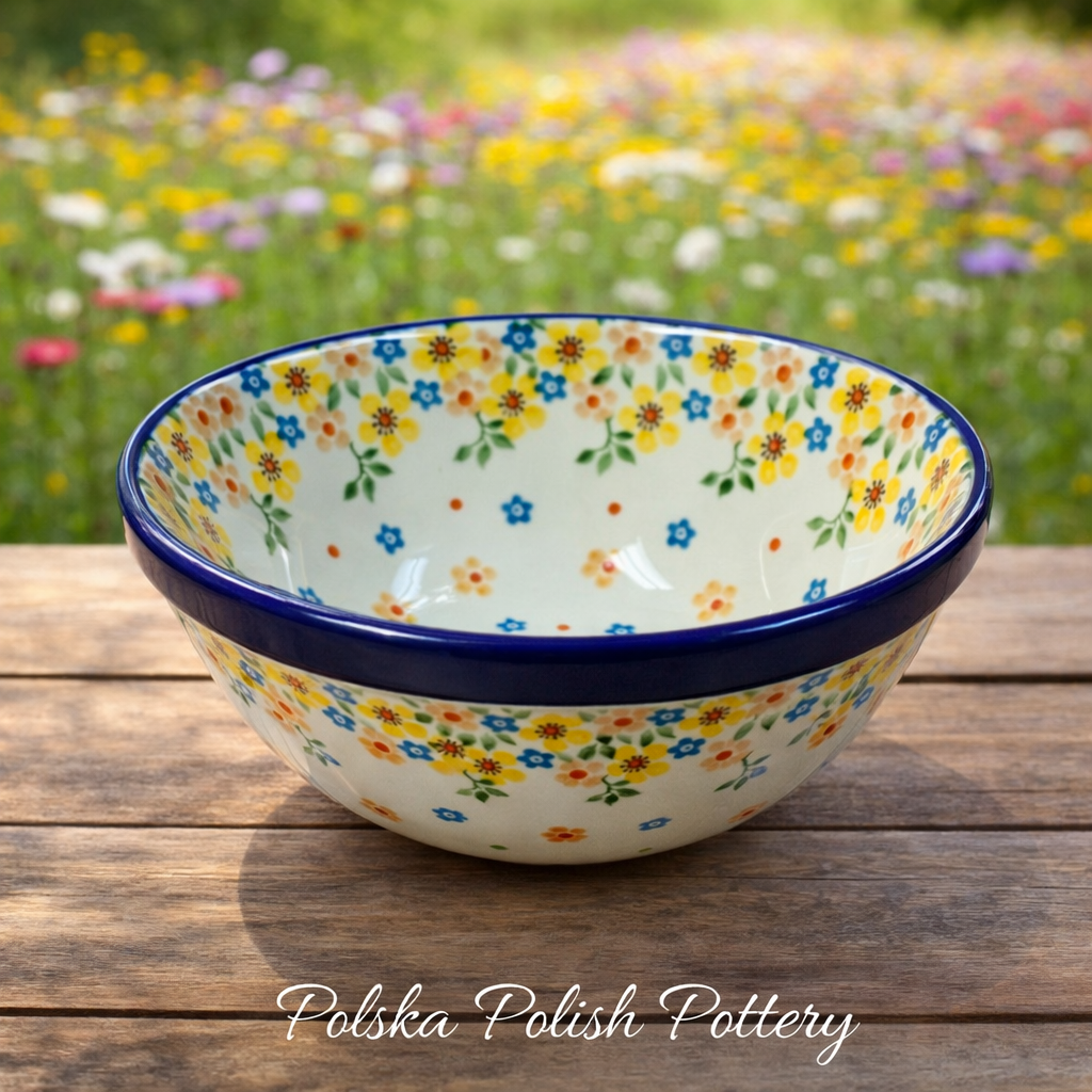Polish Pottery Traditional(Yellow Flwr) Soup/Salad Bowl