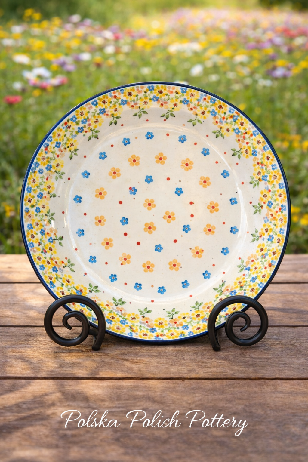 Polish Pottery Traditional (Yellow Flowers) Dinner Plate
