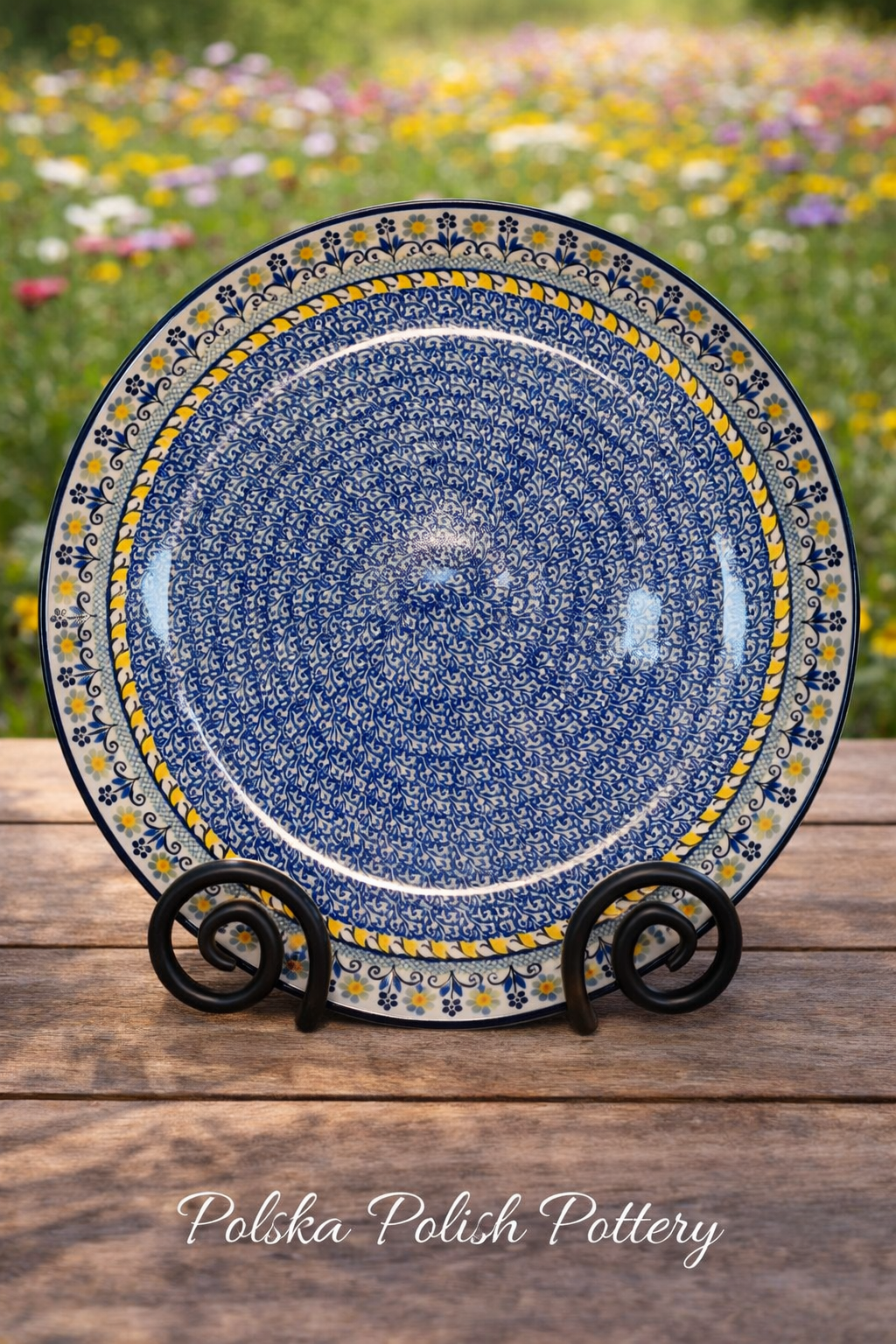 Polish Pottery Traditional(Blue w/Yellow Flwr.) Dinner Plate