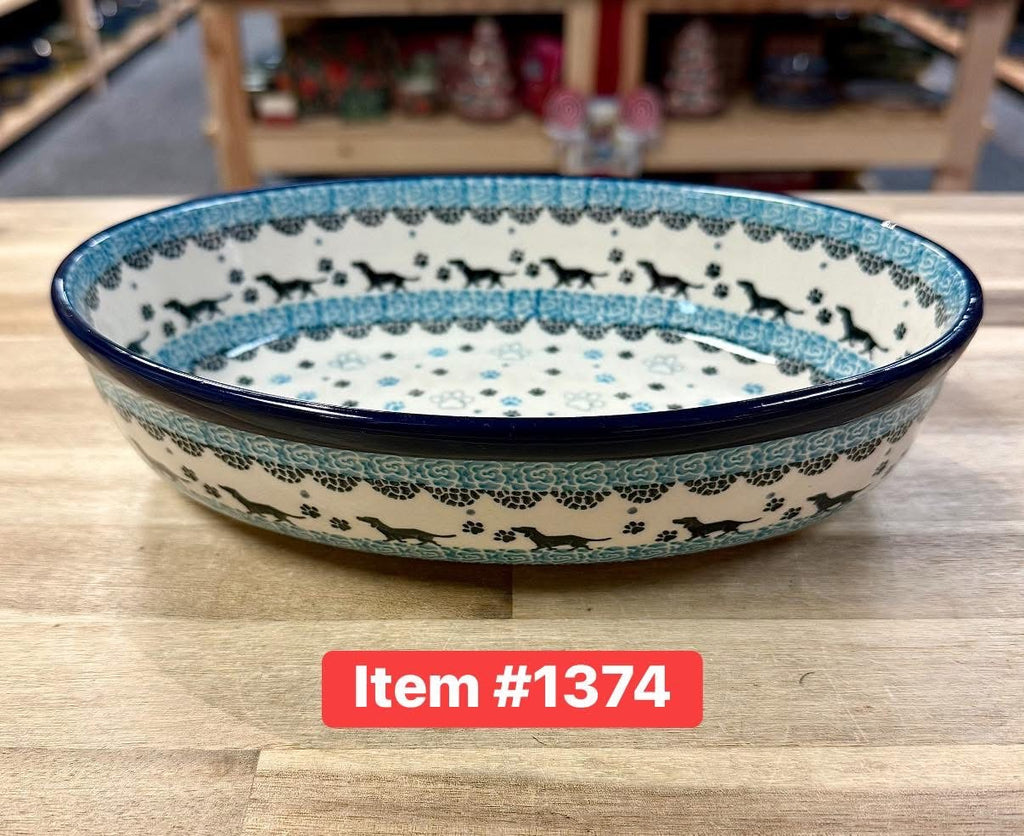 Polish Pottery Traditional Dog Oval Baker