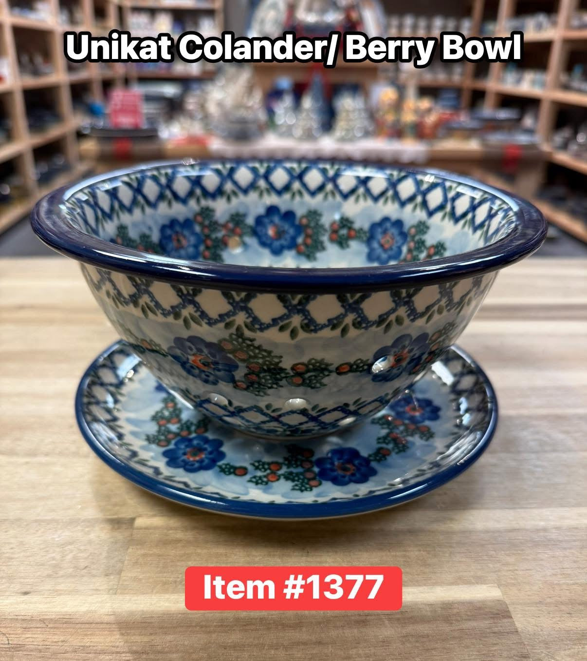 Polish Pottery Colander/ Berry Bowl Unikat 1573