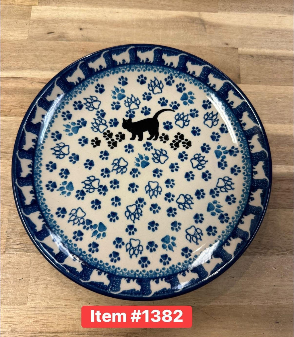 Polish Pottery Traditional Blk Cat Salad Plate