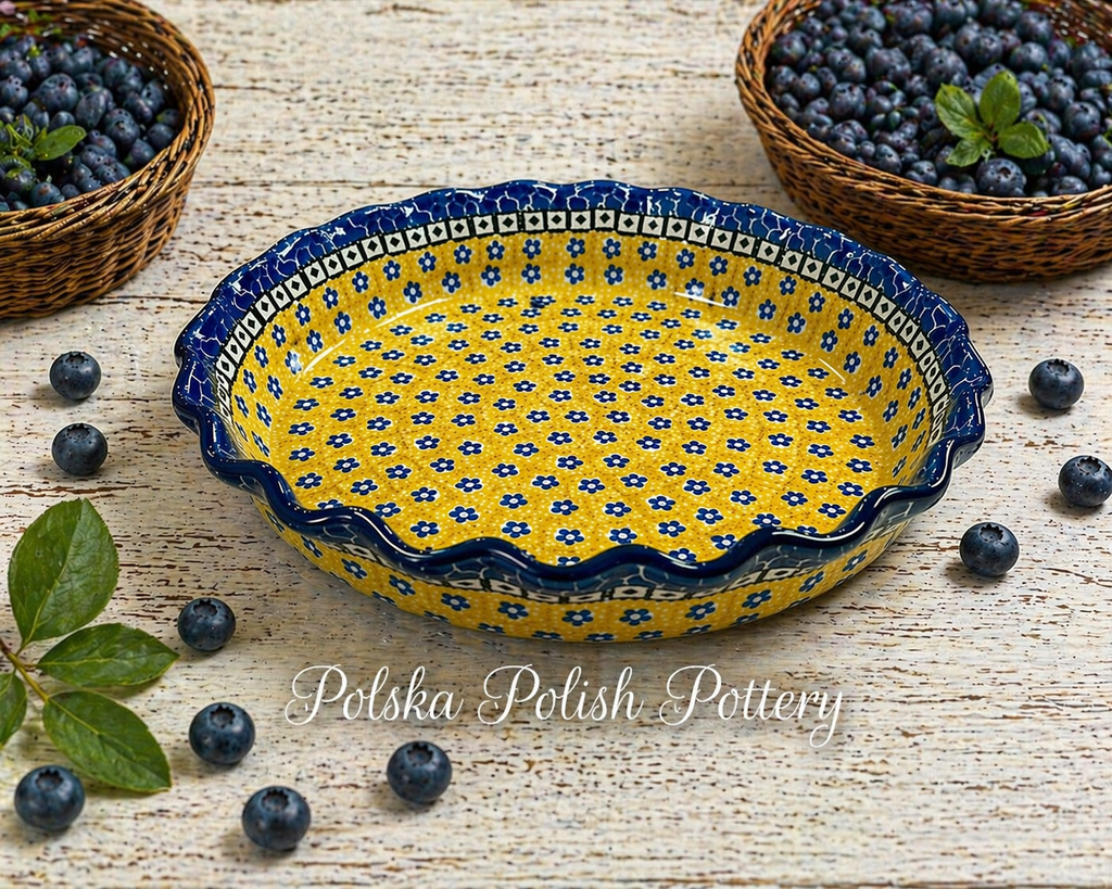 Polish Pottery Traditional(Yellow/Blue) Pie Plate