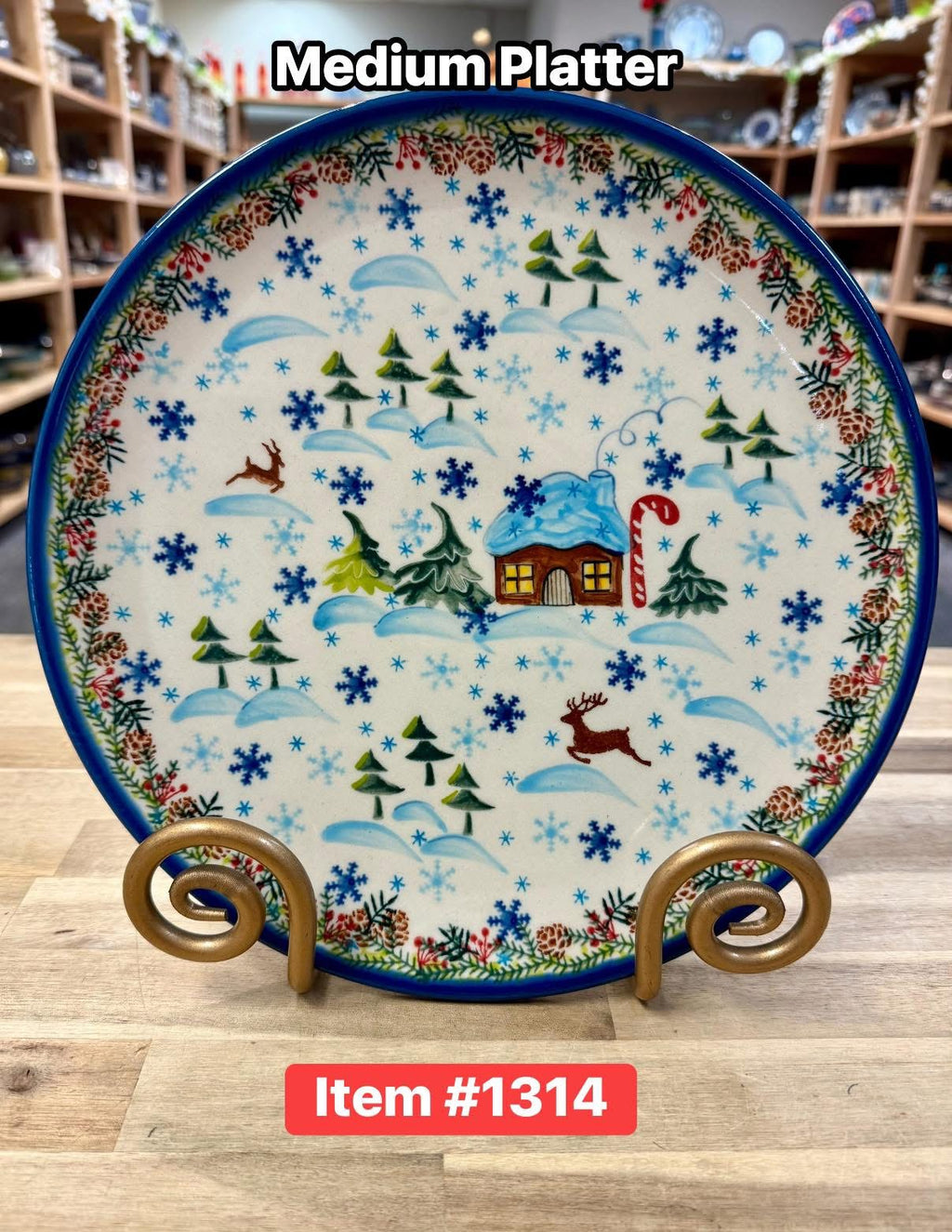 Polish Pottery Traditional Holiday Scene Platter