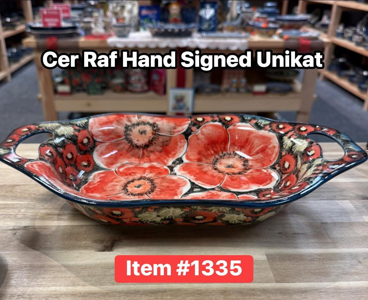 Polish Pottery Unikat Hand Signed Serving Dish