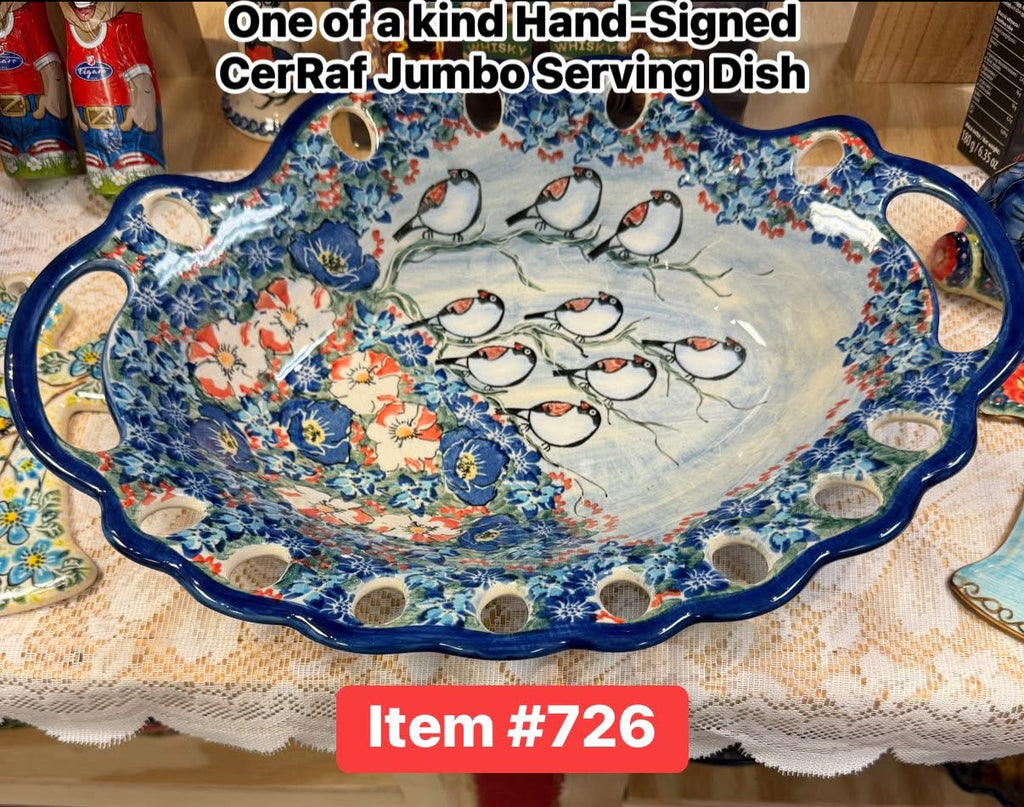 Polish Pottery Unikat Hand Signed One-of-kind Fruit Dish/ Server