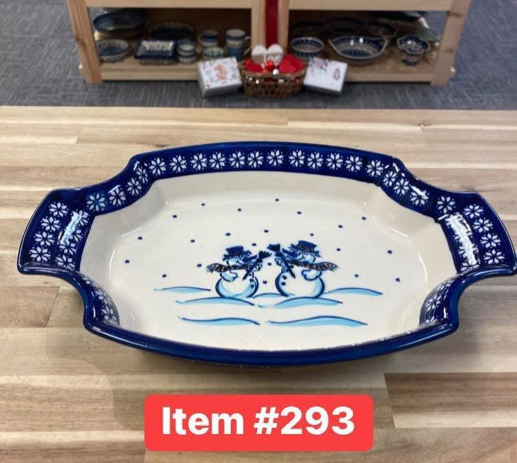 Polish Pottery Snowman Pierogi Tray